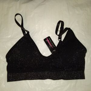 Youmita Black Glittery OS Bralette NWT